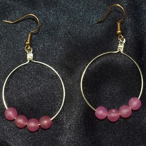 Pink Beaded Hoop Earrings